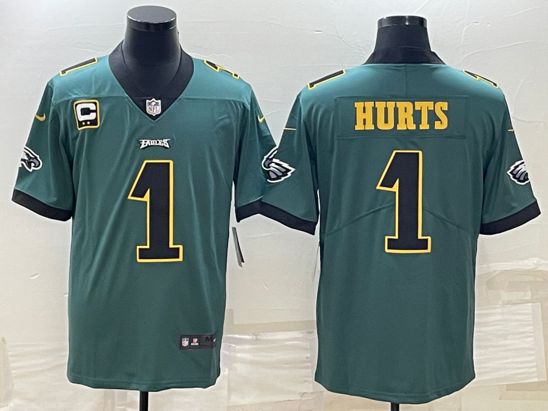 Men's Philadelphia Eagles Jalen Hurts #1 Midnight Green Jersey